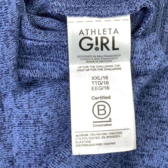 Athleta Girl Sweater Top Size XXL 16 2XL Blue Up For The Challenge Long Sleeve - Picture 9 of 9